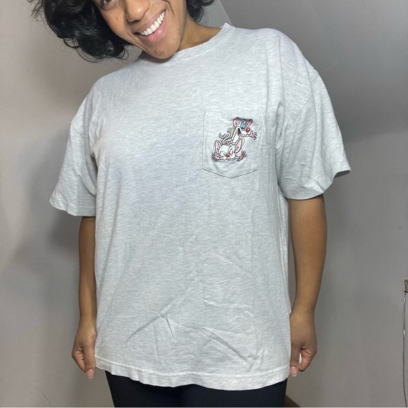 Vintage Pinky and the Brain Light Gray Graphic T-Shirt Embroidered Top Y2K retro - Picture 2 of 14